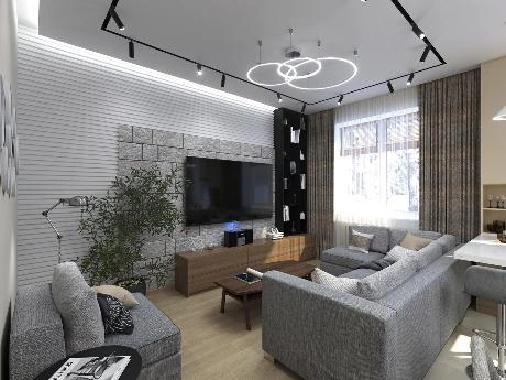 Минимализм в интерьере кухни-гостиной